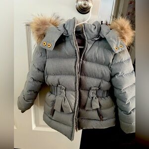 Tartine et Chocolat grey toddler girls puffy jacket, size 5